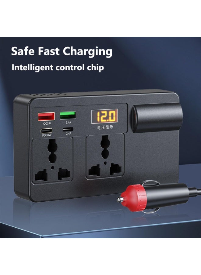 120W Car Power Inverter, DC 12/24V to 220V AC Car Inverter, Charger Adapter Car Plug Converter with Switch and Current LED Screen, Suitable for Cars/SUVs/Trucks - Image 5